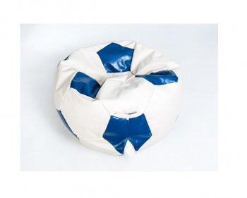 Кресло-мешок Мяч большой Экокожа бело-синее в Когалыме - kogalym.mebel-74.com | фото