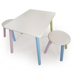 Детский комплект стол и два табурета круглых  (Белый, Белый, Цветной) в Когалыме - kogalym.mebel-74.com | фото