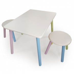 Детский комплект стол и два табурета круглых с накладкой Алфавит (Белый, Белый, Цветной) в Когалыме - kogalym.mebel-74.com | фото
