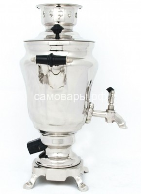 Электрический самовар из латуни никелированный на 1,5 литра форма "Тюльпан" с защитой от выкипания в Когалыме - kogalym.mebel-74.com | фото