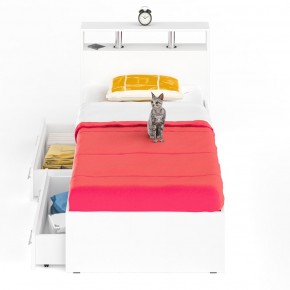 Камелия Кровать с ящиками 0900, цвет белый, ШхГхВ 93,5х217х78,2 см., сп.м. 900х2000 мм., без матраса, основание есть в Когалыме - kogalym.mebel-74.com | фото