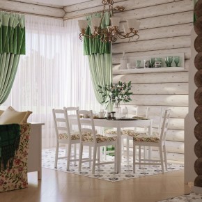Комлект Вествик обеденный стол и четыре стула, массив сосны, цвет белый в Когалыме - kogalym.mebel-74.com | фото