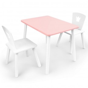 Комплект детской мебели стол и два стула Корона  (Розовый/Белый/Белый) в Когалыме - kogalym.mebel-74.com | фото