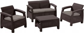 Комплект мебели Корфу сет (Corfu set) коричневый - серо-бежевый * в Когалыме - kogalym.mebel-74.com | фото