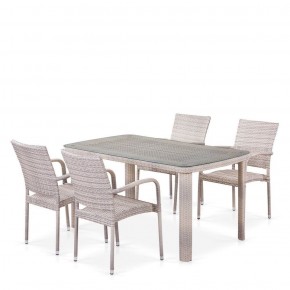 Комплект плетеной мебели T256C/Y376C-W85 Latte (4+1) + подушки на стульях в Когалыме - kogalym.mebel-74.com | фото