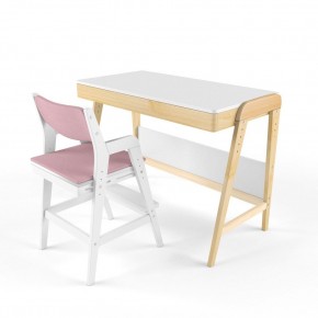 Комплект растущий стол и стул с чехлом 38 попугаев «Вуди» (Белый, Белый, Розовый) в Когалыме - kogalym.mebel-74.com | фото