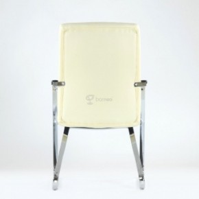 Кресло Barneo K-25 для посетителей и переговорных (хром, бежевая экокожа) в Когалыме - kogalym.mebel-74.com | фото