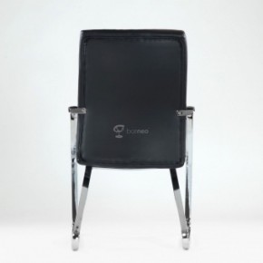 Кресло Barneo K-25 для посетителей и переговорных (хром, черная экокожа) в Когалыме - kogalym.mebel-74.com | фото
