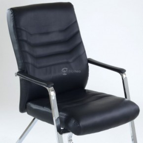 Кресло Barneo K-25 для посетителей и переговорных (хром, черная экокожа) в Когалыме - kogalym.mebel-74.com | фото