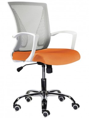 Кресло BRABIX "Wings MG-306", пластик белый, хром, сетка, серое/оранжевое, 532011 в Когалыме - kogalym.mebel-74.com | фото