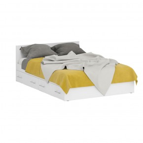 Кровать с ящиками 1400 + Пенал Стандарт, цвет белый, ШхГхВ 143,5х203,5х70 + 45х52х200 см., сп.м. 1400х2000 мм., без матраса, основание есть в Когалыме - kogalym.mebel-74.com | фото