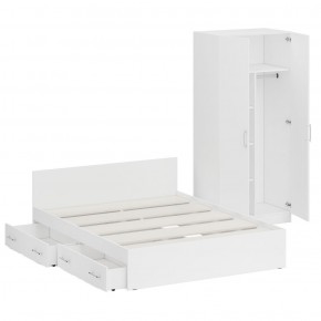 Кровать с ящиками 1600 + Шкаф 2-х створчатый Стандарт, цвет белый, ШхГхВ 163,5х203,5х70 + 90х52х200 см., сп.м. 1600х2000 мм., б/м, основание есть в Когалыме - kogalym.mebel-74.com | фото