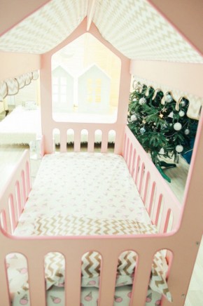 Кровать-домик без ящика 800*1600 (Розовый) в Когалыме - kogalym.mebel-74.com | фото