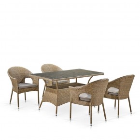 Обеденный комплект плетеной мебели T198B/Y79B-W56 Light Brown (4+1) в Когалыме - kogalym.mebel-74.com | фото