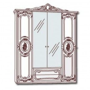 Шкаф 4-х дверный с зеркалами (01.144) Роза (могано) в Когалыме - kogalym.mebel-74.com | фото