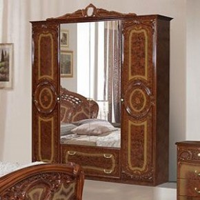 Шкаф 4-х дверный с зеркалами (01.144) Роза (орех) в Когалыме - kogalym.mebel-74.com | фото