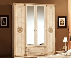 Шкаф 4-х дверный с зеркалами (02.144) Рома (беж) в Когалыме - kogalym.mebel-74.com | фото