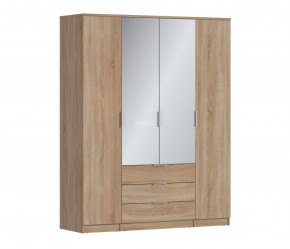 Шкаф 4х дверный с зеркалами Николь СБ-2595/1 (Дуб Сонома) в Когалыме - kogalym.mebel-74.com | фото