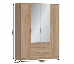 Шкаф 4х дверный с зеркалами Николь СБ-2595/1 (Дуб Сонома) в Когалыме - kogalym.mebel-74.com | фото