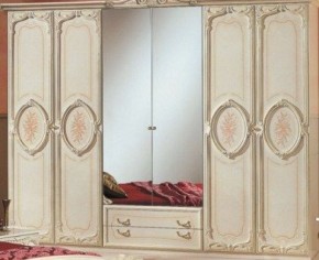 Шкаф 6-и дверный с зеркалами (01.146) Роза (беж) в Когалыме - kogalym.mebel-74.com | фото