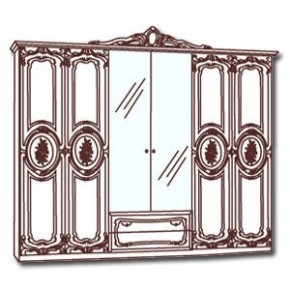 Шкаф 6-и дверный с зеркалами (01.146) Роза (могано) в Когалыме - kogalym.mebel-74.com | фото