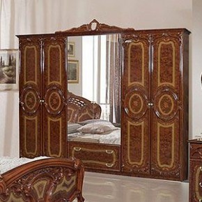 Шкаф 6-и дверный с зеркалами (01.146) Роза (орех) в Когалыме - kogalym.mebel-74.com | фото