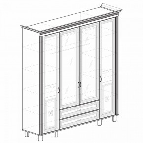 Шкаф для одежды 4-дверный с зеркалом №493 Марлен кремовый белый в Когалыме - kogalym.mebel-74.com | фото