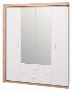 Шкаф для одежды с ящиками 4-х створчатый с зеркалом Люмен 16 в Когалыме - kogalym.mebel-74.com | фото