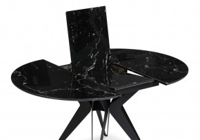 Стол стеклянный Рикла 110(150)х110х76 черный мрамор / черный в Когалыме - kogalym.mebel-74.com | фото